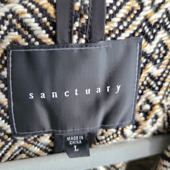 Sanctuary Montana Drape Front Jacquard Vest Size Large in Black Tan - Picture 4 of 10